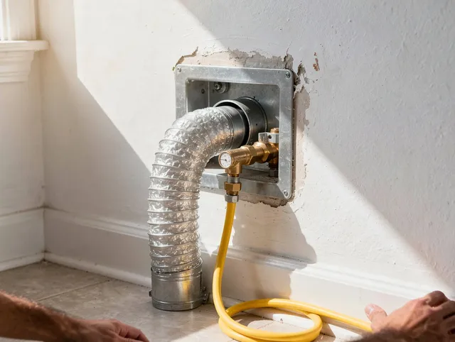 Seymour Dryer Vent Cleaning certified technician performing specialized gas dryer vent cleaning in Seymour